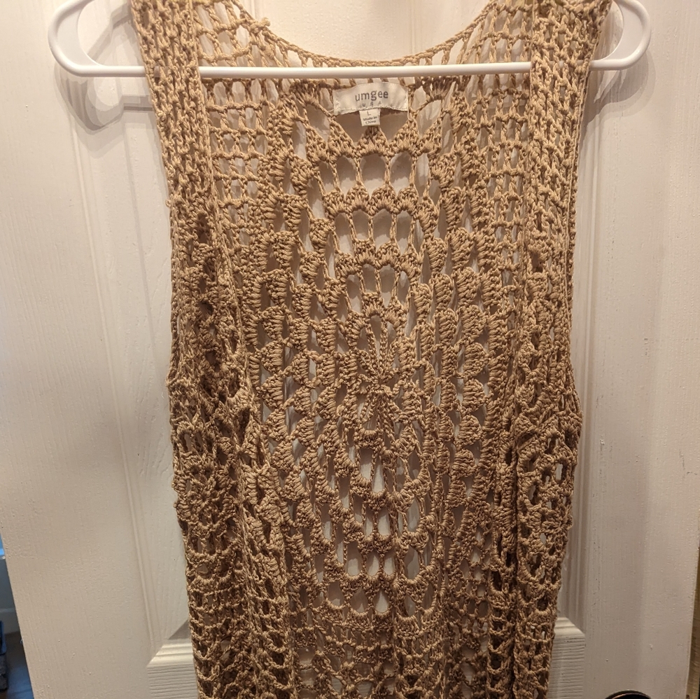Tan Umgee crochet duster